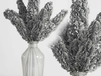 pampas dry plant Bouquet galss vase 14  Low-poly 3D model