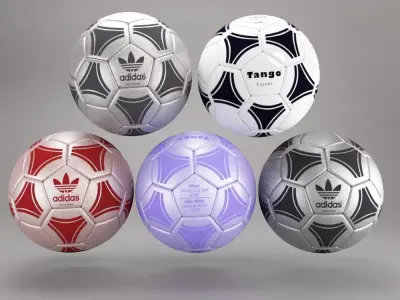 5 types Football Ball Adidas premium Low-poly 3D model