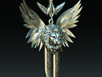 LION SWORD WING NECKLACE  3D print model