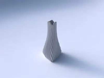 Vase grounded triangle with extruded vertical lines 2 3D print model