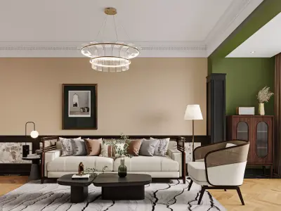 Luxury living room dining room interior scenes  39 3D model