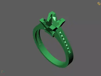 Solitaire Engagement Ring Diamond Women Ring Stone 3D print STL 3D print model