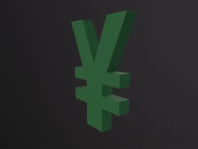 Yen Symbol 3D Model Low-poly 3D model