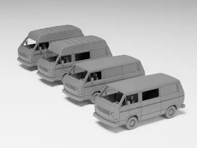 VW T3 Panel Van - H0 Scale model kit 3D print model
