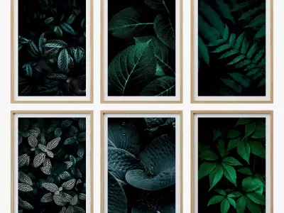 JUNIQE Dark leaves poster 3D model