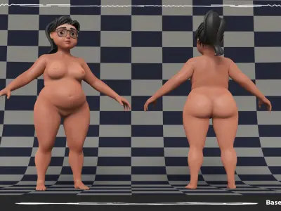 Base Mesh Fat Female Stylized PBR Low-poly 3D model
