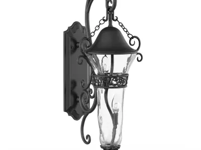 Textured Matte Black Outdoor Wall Sconce Low-poly 3D model