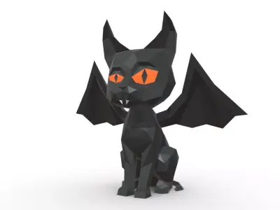 evil cat low poly 3D print model