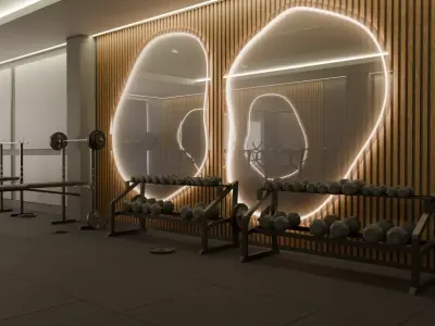 Realistic Gym Environment  Treadmills And Free Weights Included 3D model