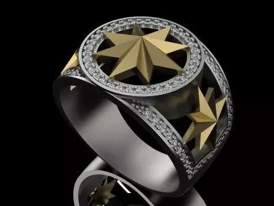 Mens Luxury Ring Brand Jewelry Gold 3D print model