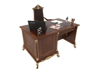Classic European Style Working Table 3 3D model