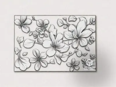 modern panel wall decor set wall relief mural CNC 120 3D model