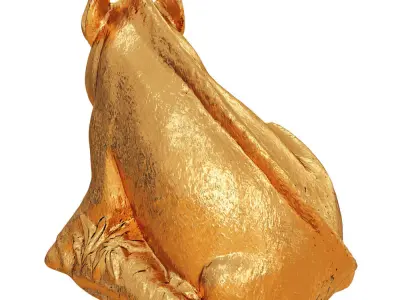Gold Boar Figurine 3D model