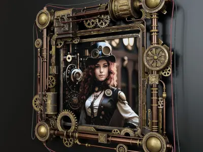 Steampunk style frame 1 3D model