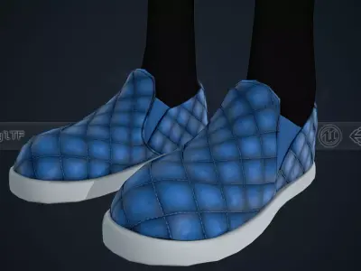 Blue Leather Shoes Style 2  Low-poly 3D model