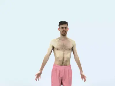 Posture H Beach Animated Rigged Sports Man Low-poly 3D model