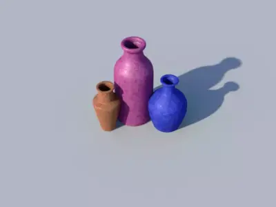 3D Jars three colorful vases Free low-poly 3D model