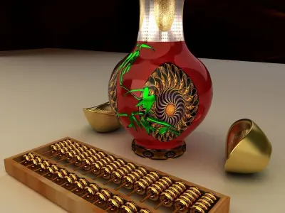 Chinese gold ingot 3D model