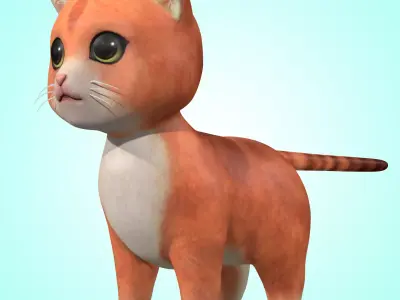 Cartoon Cute Cat Low-poly 3D model