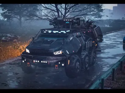 Futuristic Military High-quality Vehicle APC Low-poly 3D model