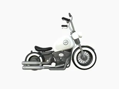 Motorcycle Cartoon A10 White Racing - Custom Vehicle Design Low-poly 3D model