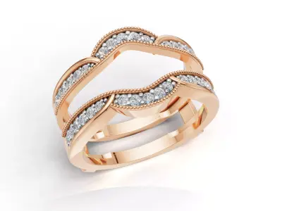 AV 709 Diamond Ladies Enhancer Double Guard Ring 3D print model