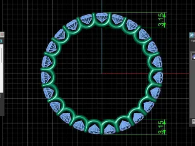 U Shaped Eternity Ring 3mm stone size swiss 18 and EU58 3D print model