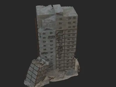 destroyed building Low-poly 3D model