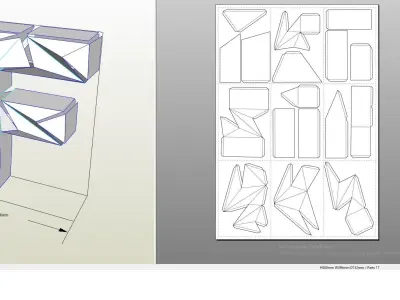 Lowpoly letter F 3D print model