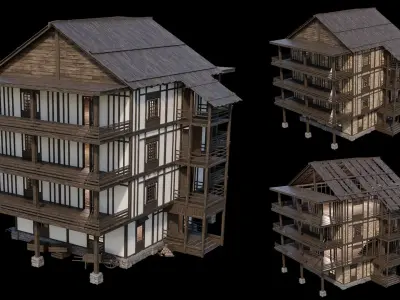 Medieval Village Pack 06 - 3 Assets - 4K Textures Game Ready Low-poly 3D model