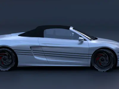 White car Audi R8 Spyder with stripes 3D model