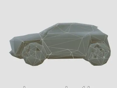 Futuristic Electrocar with Neon Highlights Low-poly 3D model