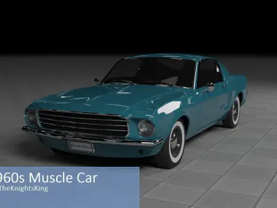 50s 60s and 70s Car Pack - 6 Cars Low-poly 3D model
