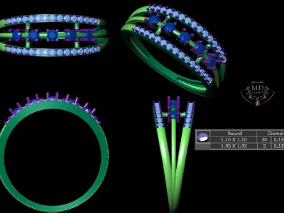 Light Weight  DIAMONDS Ladies Gold Ring 3D Print models 3D print model