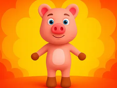 Character011 Animated Pig 3D Low-poly 3D model