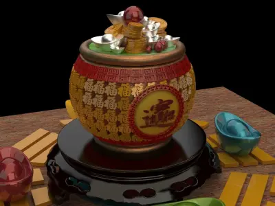 Chinese treasure pot 3D model