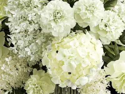 Festive bouquet of white flowers vase lilac hydrangea 336 3D model