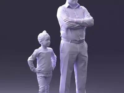 000383 3D Scanned Father and Daughter Standing Pose 3dp 3D print model