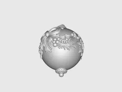 Elegant Christmas Ornament with Bow and Holly Decoration  3D print model