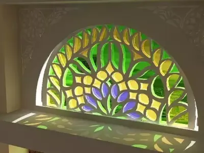 Qamaria stained glasses windows Low-poly 3D model