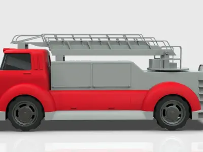 Firetruck Cartoon Vehicle  Low-poly 3D model