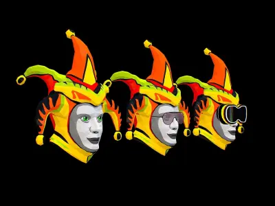 Stylized 3D Joker Clown Mask Jester Low-poly 3D model