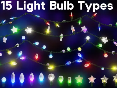 Customizable Christmas Lights - Geometry Nodes - Blender 3D model