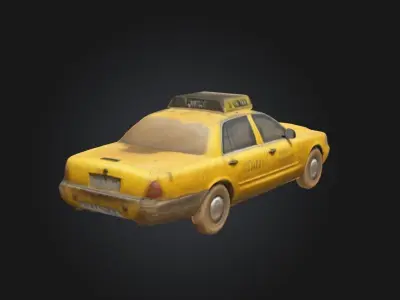 Dirty Yellow taxi Low-poly 3D model