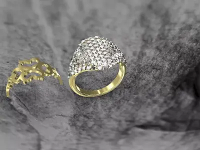  woman ring with diamonds 3D model