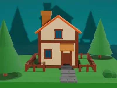 Low Poly House Low-poly 3D model