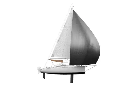 Small Sail Yacht White 3D model
