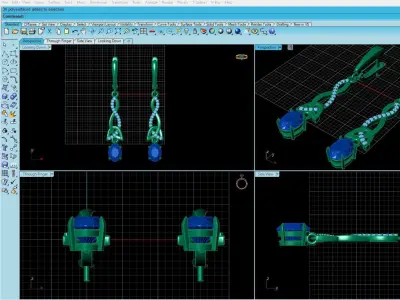 Earring Diamond and  sapphire 3D print model