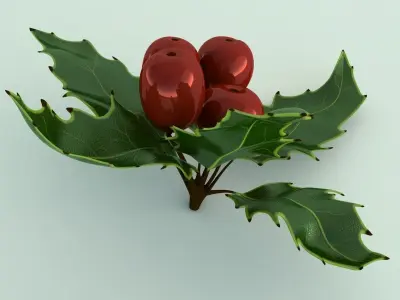 Mistletoe Sprig Holly 3D model