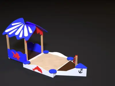 Sandbox boat with a house 3D model